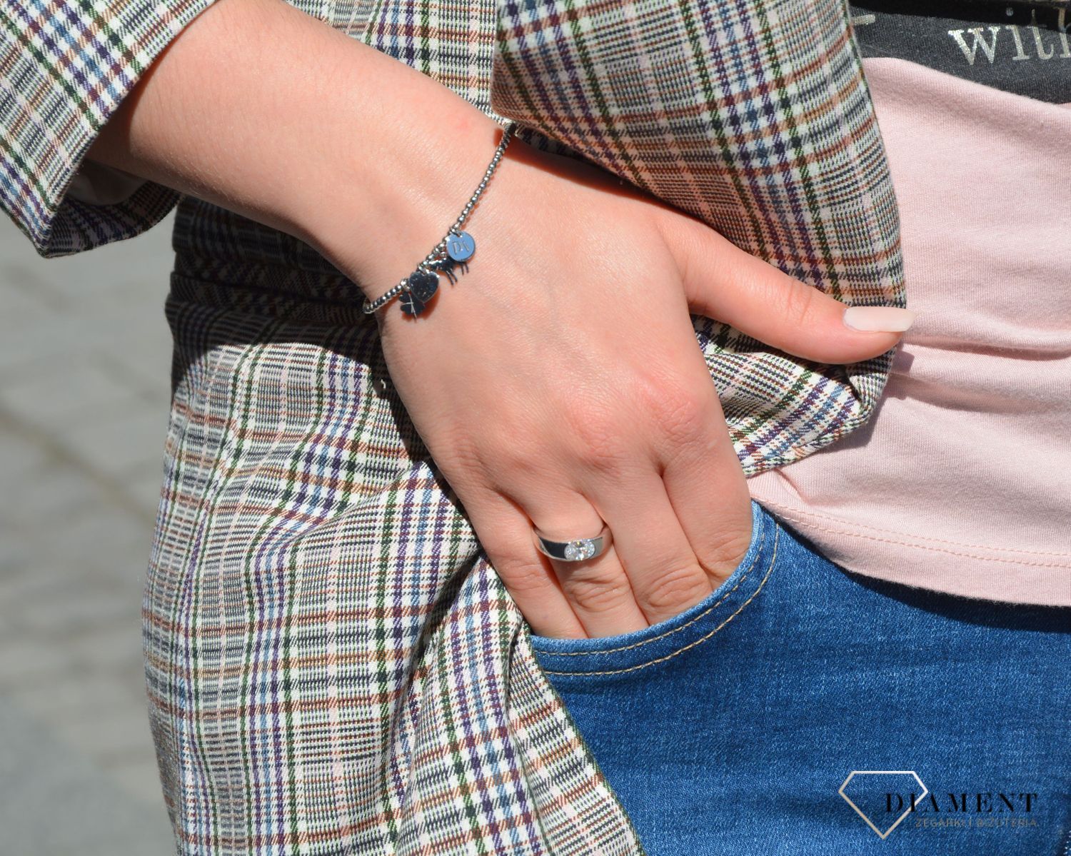 Bransoletka srebrna kuleczki z zawieszkami Dall'Acqua B RM 19915 M1 (2).JPG